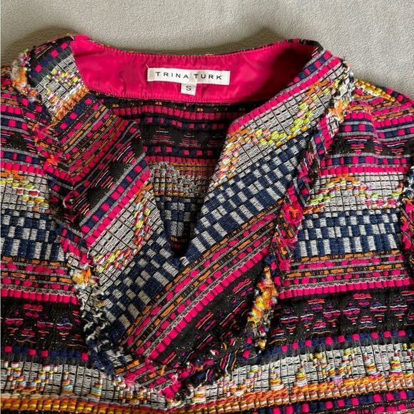 Trina Turk Cap-Sleeve Tweed Box Top Size S women’s - Picture 11 of 16
